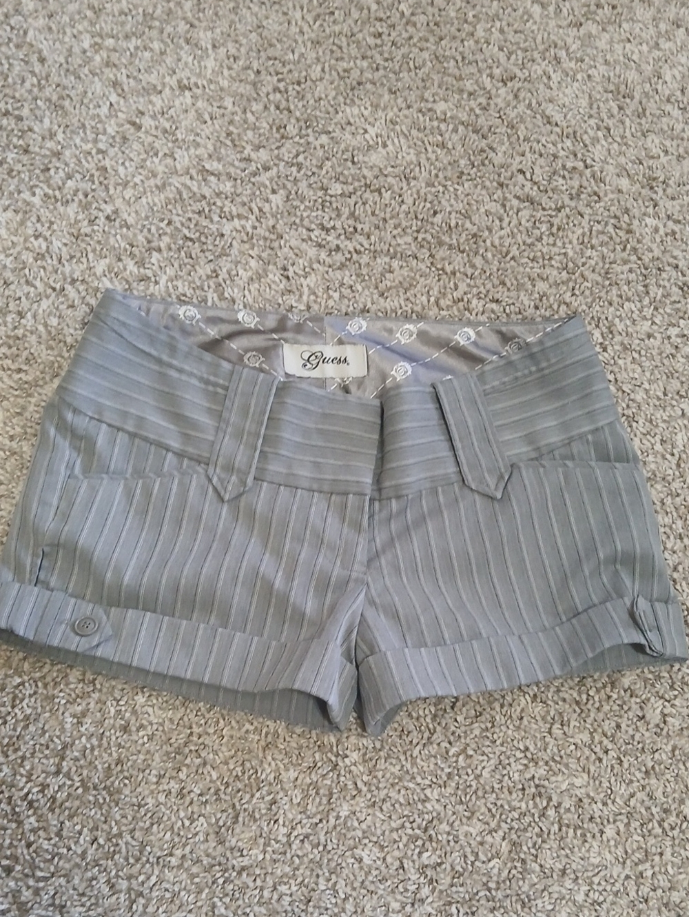 GUESS Light Gray Pinstripe Bermuda Shorts